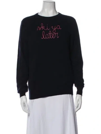 Pre-owned Lingua Franca Cashmere Graphic Print Sweater In Blue