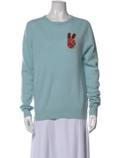 Pre-owned Lingua Franca Cashmere Graphic Print Sweater In Blue
