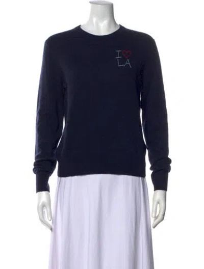 Pre-owned Lingua Franca Cashmere Graphic Print Sweater In Blue