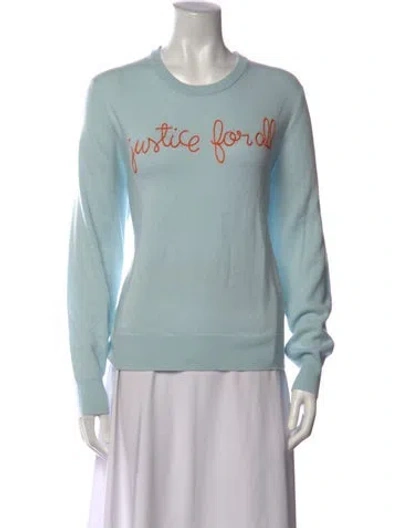 Pre-owned Lingua Franca Cashmere Graphic Print Sweater In Blue