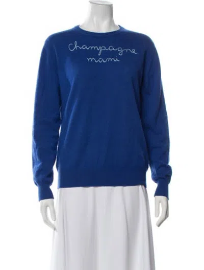 Pre-owned Lingua Franca Cashmere Graphic Print Sweater In Blue