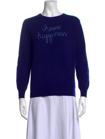 Pre-owned Lingua Franca Cashmere Graphic Print Sweater In Blue