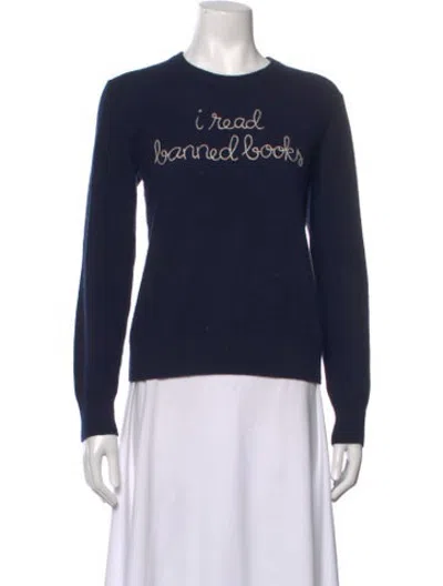 Pre-owned Lingua Franca Cashmere Graphic Print Sweater In Blue