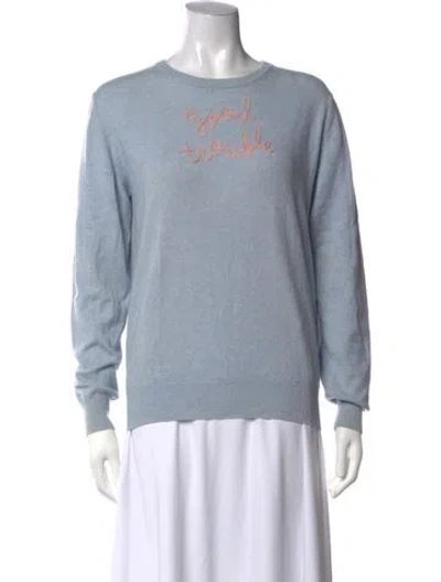 Pre-owned Lingua Franca Cashmere Graphic Print Sweater In Blue/orange