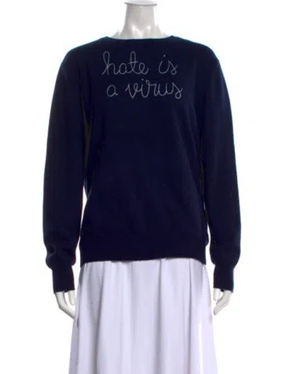 Pre-owned Lingua Franca Cashmere Graphic Print Sweater In Blue/yellow