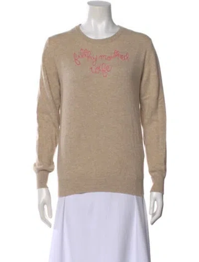 Pre-owned Lingua Franca Cashmere Graphic Print Sweater In Brown