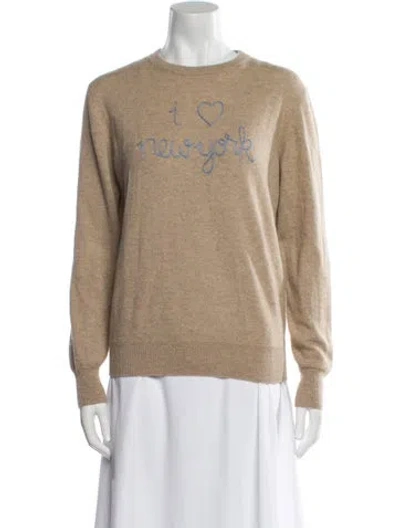 Pre-owned Lingua Franca Cashmere Graphic Print Sweater In Brown
