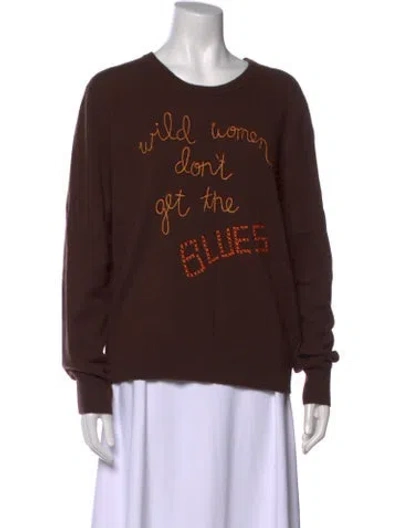 Pre-owned Lingua Franca Cashmere Graphic Print Sweater In Brown