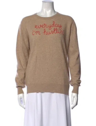 Pre-owned Lingua Franca Cashmere Graphic Print Sweater In Brown