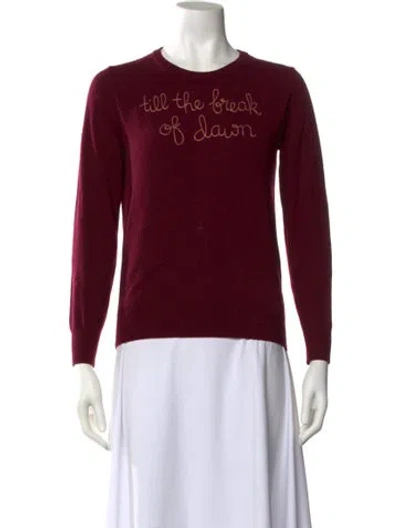 Pre-owned Lingua Franca Cashmere Graphic Print Sweater In Burgundy