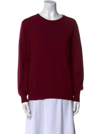 Pre-owned Lingua Franca Cashmere Graphic Print Sweater In Burgundy