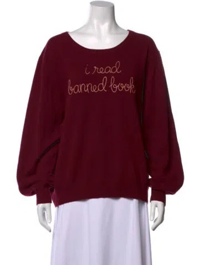 Pre-owned Lingua Franca Cashmere Graphic Print Sweater In Burgundy
