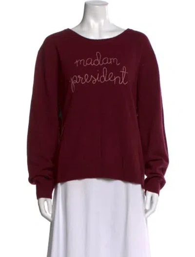Pre-owned Lingua Franca Cashmere Graphic Print Sweater In Burgundy