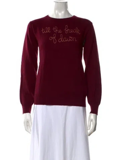 Pre-owned Lingua Franca Cashmere Graphic Print Sweater In Burgundy