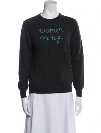 Pre-owned Lingua Franca Cashmere Graphic Print Sweater In Gray