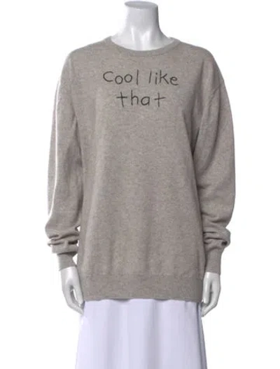 Pre-owned Lingua Franca Cashmere Graphic Print Sweater In Gray