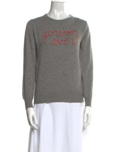 Pre-owned Lingua Franca Cashmere Graphic Print Sweater In Gray