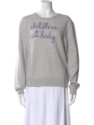 Pre-owned Lingua Franca Cashmere Graphic Print Sweater In Gray