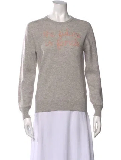 Pre-owned Lingua Franca Cashmere Graphic Print Sweater In Gray