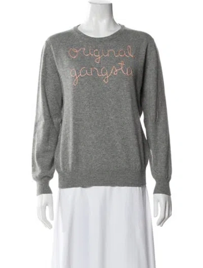 Pre-owned Lingua Franca Cashmere Graphic Print Sweater In Gray