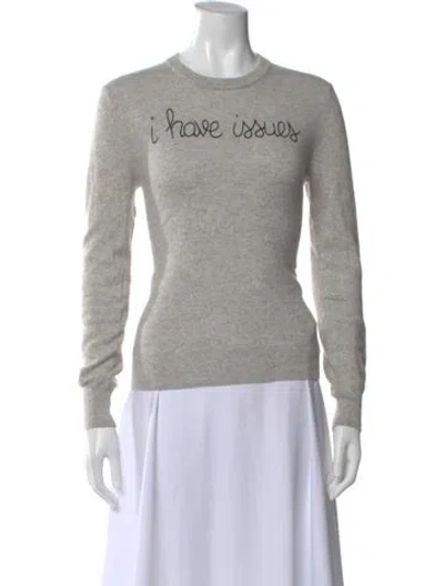 Pre-owned Lingua Franca Cashmere Graphic Print Sweater In Gray