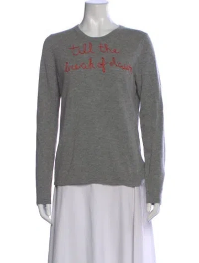 Pre-owned Lingua Franca Cashmere Graphic Print Sweater In Gray