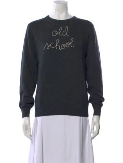 Pre-owned Lingua Franca Cashmere Graphic Print Sweater In Gray