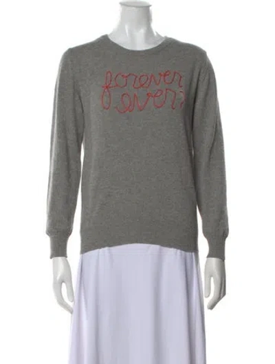 Pre-owned Lingua Franca Cashmere Graphic Print Sweater In Gray