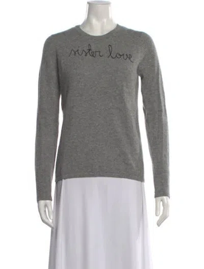 Pre-owned Lingua Franca Cashmere Graphic Print Sweater In Gray