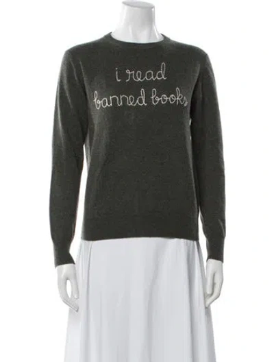Pre-owned Lingua Franca Cashmere Graphic Print Sweater In Gray
