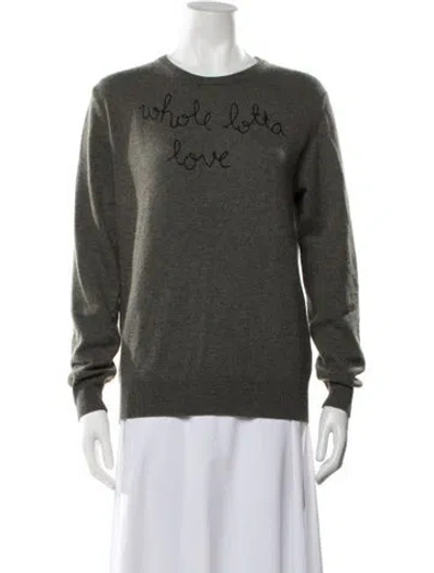 Pre-owned Lingua Franca Cashmere Graphic Print Sweater In Gray