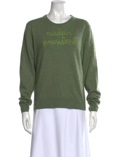 Pre-owned Lingua Franca Cashmere Graphic Print Sweater In Green