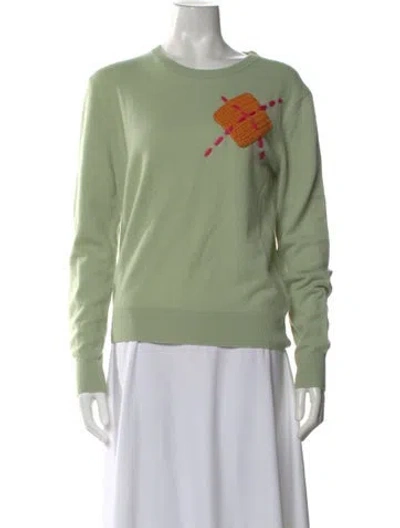 Pre-owned Lingua Franca Cashmere Graphic Print Sweater In Green