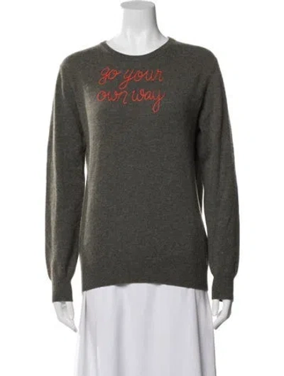 Pre-owned Lingua Franca Cashmere Graphic Print Sweater In Green