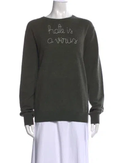Pre-owned Lingua Franca Cashmere Graphic Print Sweater In Green