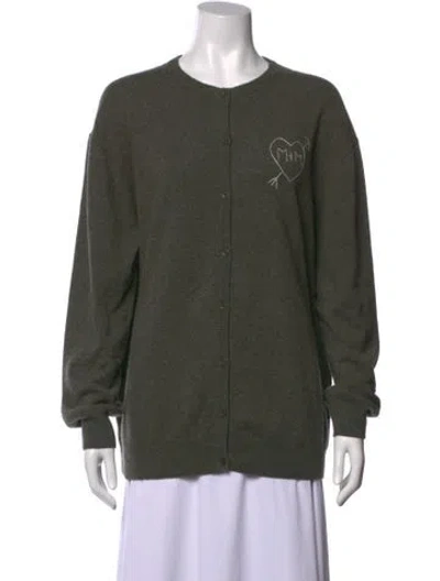 Pre-owned Lingua Franca Cashmere Graphic Print Sweater In Green