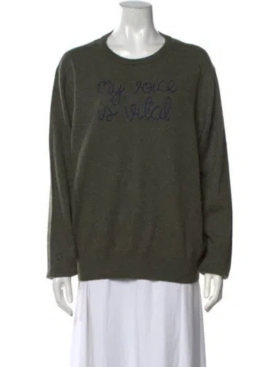 Pre-owned Lingua Franca Cashmere Graphic Print Sweater In Green