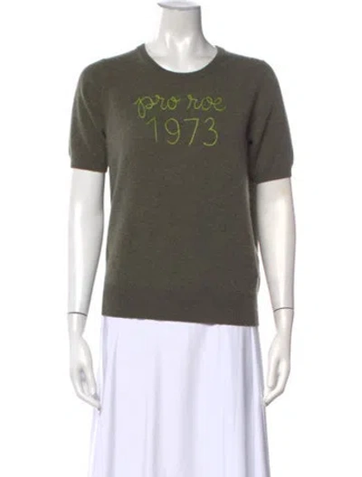 Pre-owned Lingua Franca Cashmere Graphic Print Sweater In Green