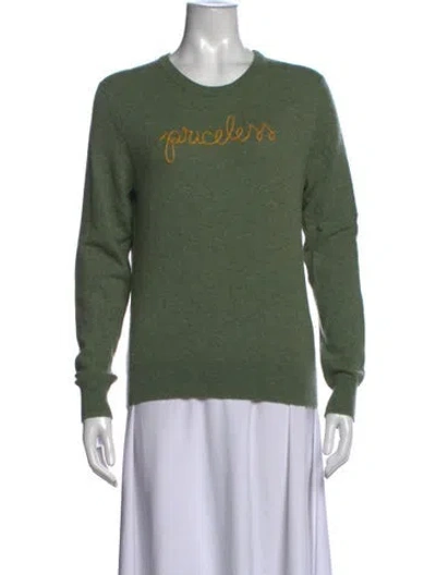 Pre-owned Lingua Franca Cashmere Graphic Print Sweater In Green
