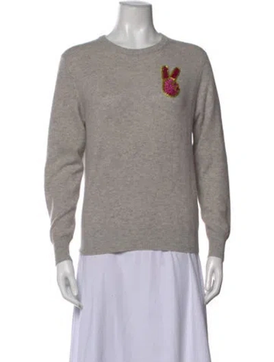 Pre-owned Lingua Franca Cashmere Graphic Print Sweater In Grey