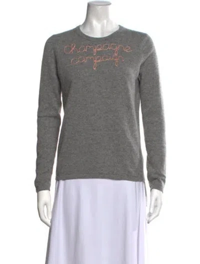 Pre-owned Lingua Franca Cashmere Graphic Print Sweater In Grey