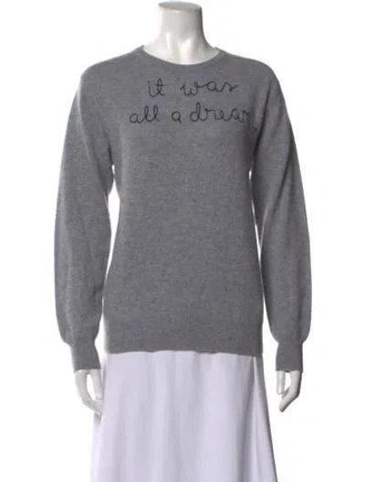 Pre-owned Lingua Franca Cashmere Graphic Print Sweater In Grey