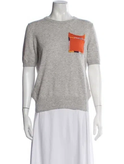 Pre-owned Lingua Franca Cashmere Graphic Print Sweater In Grey