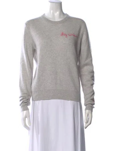 Pre-owned Lingua Franca Cashmere Graphic Print Sweater In Grey