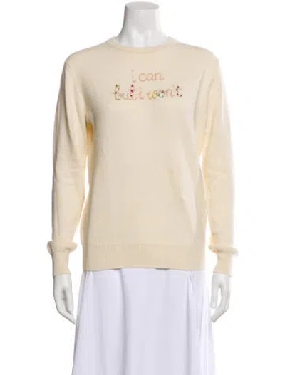 Pre-owned Lingua Franca Cashmere Graphic Print Sweater In Neutral