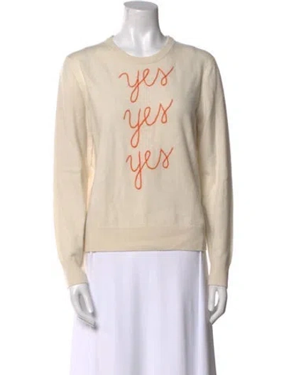 Pre-owned Lingua Franca Cashmere Graphic Print Sweater In Neutral