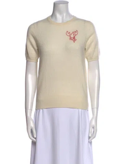 Pre-owned Lingua Franca Cashmere Graphic Print Sweater In Neutral