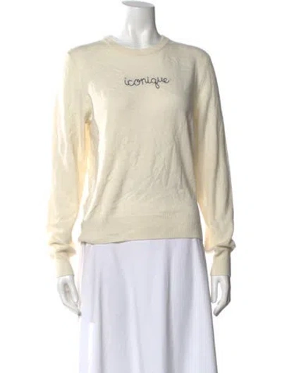 Pre-owned Lingua Franca Cashmere Graphic Print Sweater In Neutral