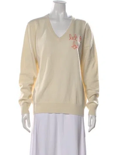 Pre-owned Lingua Franca Cashmere Graphic Print Sweater In Neutral