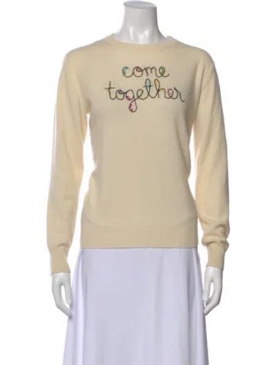 Pre-owned Lingua Franca Cashmere Graphic Print Sweater In Neutral
